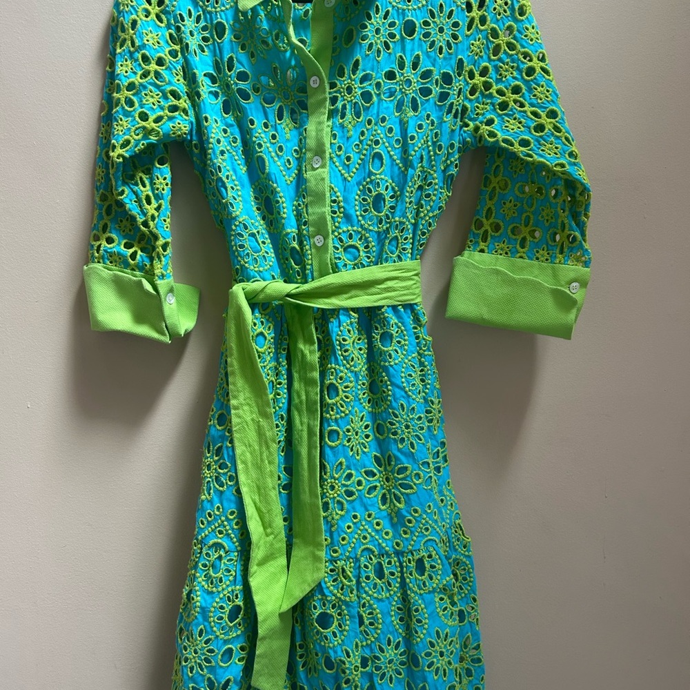 Gretchen Scott Designs Green and Blue Dress